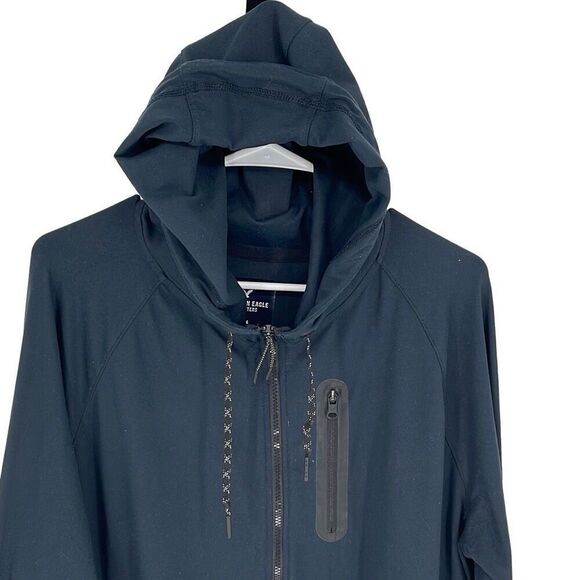 American Eagle Outfitters Men's Extreme Flex Full‎ Zip Hooded Jacket Black Large - Picture 3 of 10
